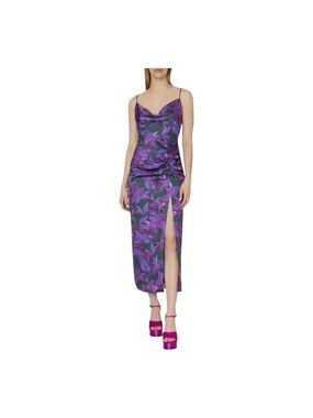 Milly Liliana Purple Floral Print Cowl Neck Slip Dress Size 12